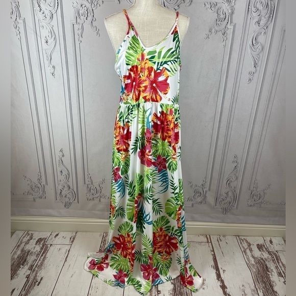 Hawaiin Delight Casual Classy Tropical Floral Print One Shoulder Maxi Dress - Picture 6 of 9